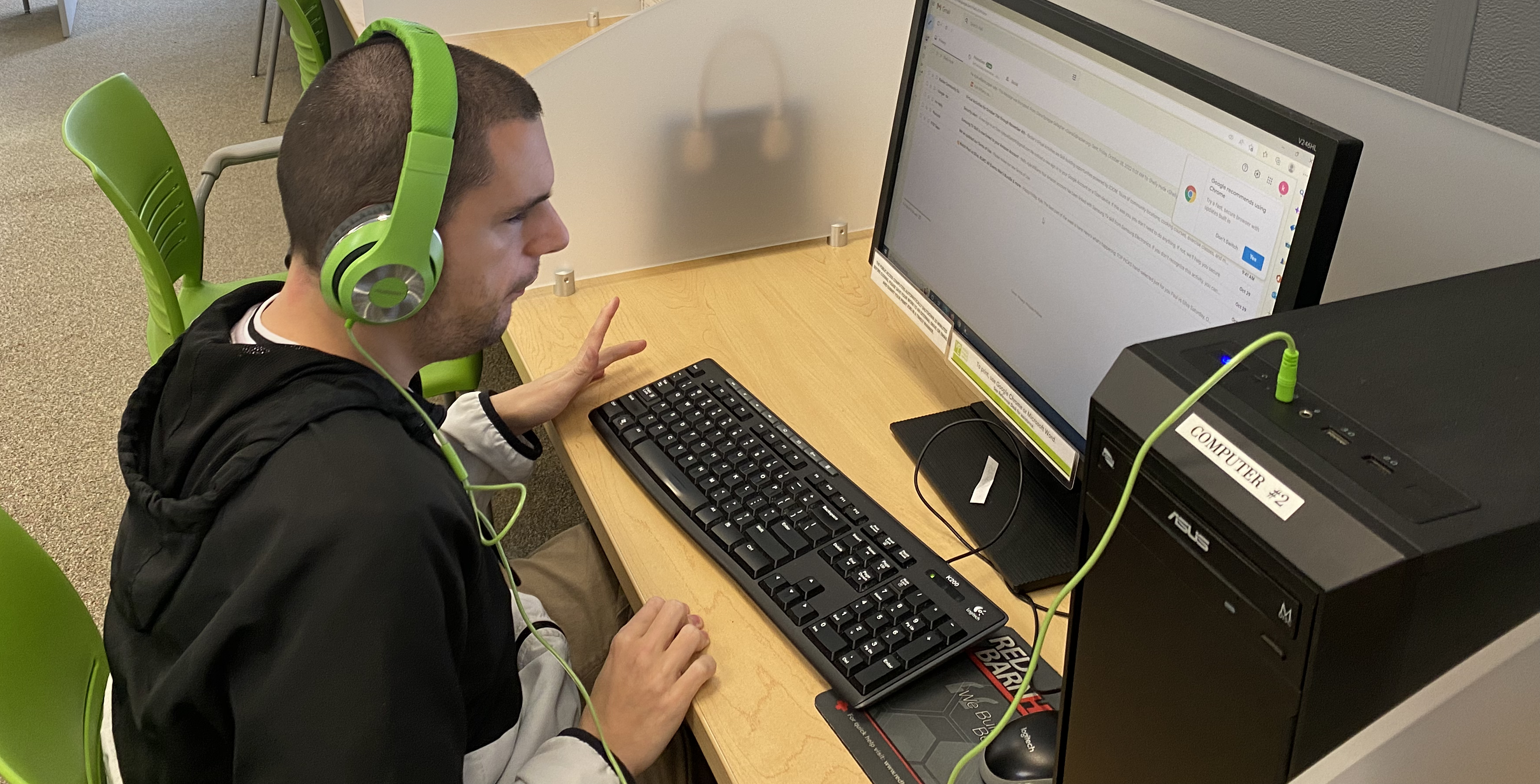 Kyle Williams at the computer